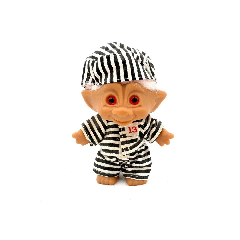 Vintage Troll Doll Prisoner Outfit Number 13 Red Eyes White Hair Collectible Toy